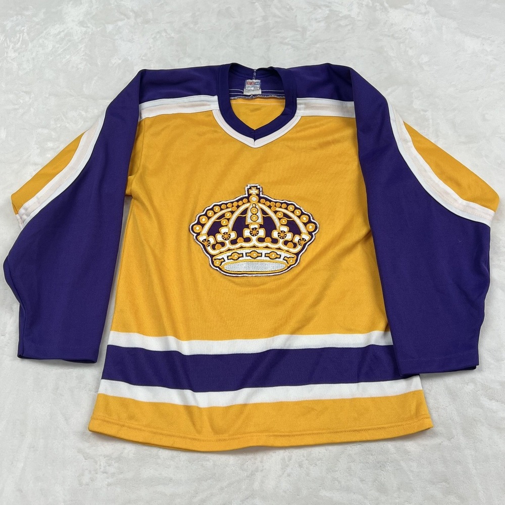 CCM Hockey Jersey Men S Yellow Purple Los Angeles Kings Crown Vintage 90s